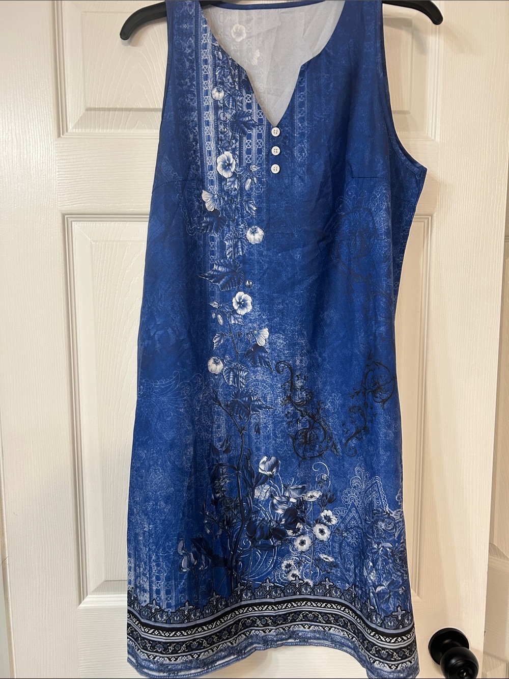SHEIN Blue Floral Sleeveless Mini Dress